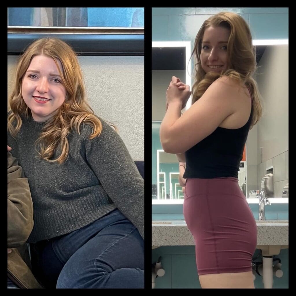 GLP-1 weight loss transformation with muscle preservation through coaching